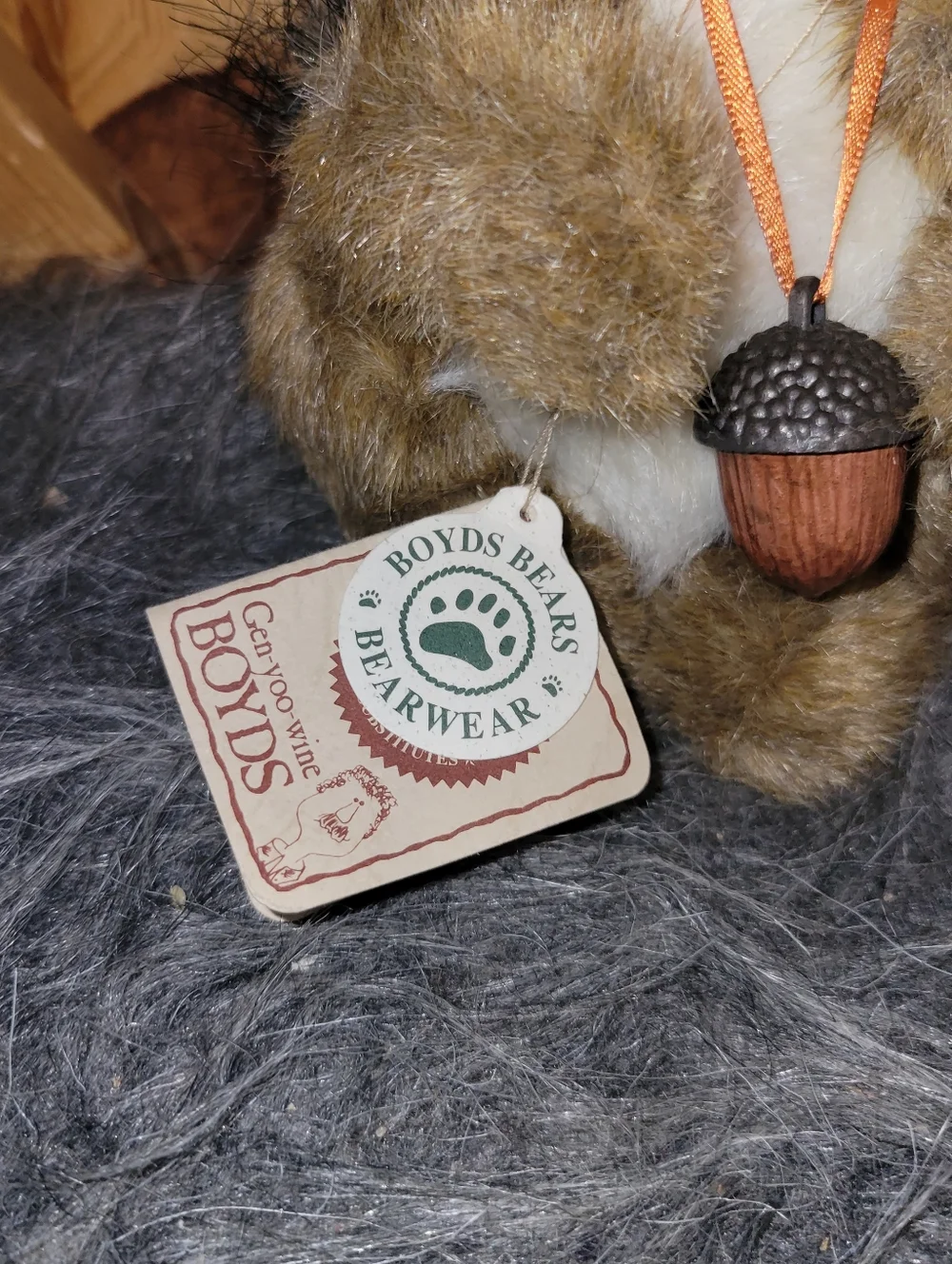 Boyds Bears Brown and White Squirrel Plush with Acorn Pendant Merle B Squirrel